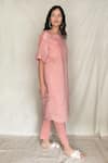 Chambray & CO._Pink Chanderi Tissue, Vegan Silk Round Embroidered Tunic _Online_at_Aza_Fashions