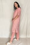 Buy_Chambray & CO._Pink Chanderi Tissue, Vegan Silk Round Embroidered Tunic _Online_at_Aza_Fashions