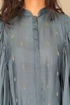 Chambray & Co._Blue Chanderi Tissue Embroidered Kaftan Tunic With Pants_at_Aza_Fashions