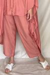 Shop_Chambray & Co._Pink Chanderi Tissue Embroidery Mandarin Collar Kaftan Tunic _Online_at_Aza_Fashions