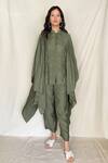 Buy_Chambray & Co._Pink Chanderi Tissue Embroidery Mandarin Collar Kaftan Tunic _Online_at_Aza_Fashions