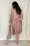 Shop_Chambray & Co._Beige Chanderi Tissue Embroidery V Neck Tunic _at_Aza_Fashions
