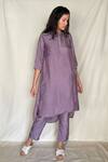 Buy_Chambray & Co._Purple Chanderi Tissue Embroidered Tunic With Pants_at_Aza_Fashions