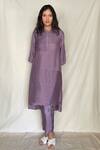 Chambray & Co._Purple Chanderi Tissue Embroidered Tunic With Pants_Online_at_Aza_Fashions