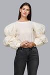 Buy Gulabo By Abu Sandeep White Kora Cotton Bubble Sleeve Crop Top at Aza Fashions Buy_Gulabo By Abu Sandeep_White Kora Cotton Bubble Sleeve Crop Top_at_Aza_Fashions
