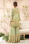 Shop_Kalista_Green Georgette Round Printed Sharara Set _at_Aza_Fashions