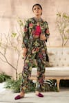 Buy_Kalista_Multi Color Cotton Silk Round Printed Jacket And Pant Set _at_Aza_Fashions