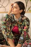 Buy_Kalista_Multi Color Cotton Silk Round Printed Jacket And Pant Set _Online_at_Aza_Fashions