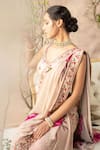 Kalista_Pink Georgette Embroidery Round Printed Pre-draped Saree With Blouse_Online_at_Aza_Fashions