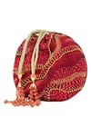 The Garnish Company_Red Embroidered Potli Bag _Online_at_Aza_Fashions