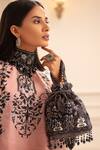 Buy_The Garnish Company_Black Embroidered Florica Bead Tassel Polti Bag _at_Aza_Fashions