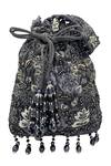 Shop_The Garnish Company_Black Embroidered Florica Bead Tassel Polti Bag _at_Aza_Fashions