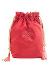 Shop_The Garnish Company_Red Embroidered Potli Bag _at_Aza_Fashions