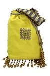 Shop_The Garnish Company_Yellow Embroidered Potli Bag _at_Aza_Fashions
