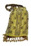 The Garnish Company_Yellow Embroidered Potli Bag _Online_at_Aza_Fashions