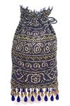 Shop The Garnish Company Blue Embroidered Bandhej Bead Tassel Polti Bag at Aza Fashions Shop_The Garnish Company_Blue Embroidered Bandhej Bead Tassel Polti Bag _at_Aza_Fashions