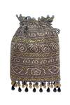 Shop_The Garnish Company_Grey Embroidered Bandhej Bead Tassel Polti Bag _at_Aza_Fashions
