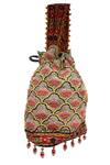 Shop_The Garnish Company_Gray Embroidered Mughal Jaal Potli Bag _at_Aza_Fashions