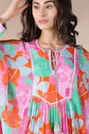 Archana Shah_Pink Bamberg Crepe Embroidery Round Floral Print Dress _at_Aza_Fashions