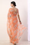 Shop_Label Nitika_Orange Chanderi Embroidery Square Organza Printed Saree With Blouse _at_Aza_Fashions