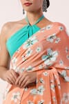 Label Nitika_Orange Crepe Printed Saree With Unstitched Blouse  _at_Aza_Fashions