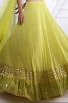 Shop_Pooja Rajgarhia Gupta_Green Organza, Georgette Round Printed Lehenga Set _Online_at_Aza_Fashions