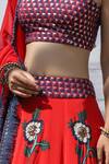 Pooja Rajgarhia Gupta_Red Crepe, Georgette Sweetheart Neck Embroidered Lehenga Set _at_Aza_Fashions