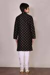 Shop_Arihant Rai Sinha_Black Silk Printed Kurta Set For Boys_at_Aza_Fashions