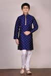 Buy_Arihant Rai Sinha_Blue Silk Printed Kurta Set For Boys_at_Aza_Fashions