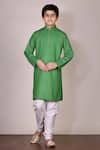 Buy_Petite Pomme_Green Silk Kurta And Churidar Set _at_Aza_Fashions