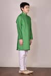 Petite Pomme_Green Silk Kurta And Churidar Set _Online_at_Aza_Fashions