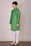 Shop_Petite Pomme_Green Silk Kurta And Churidar Set _Online_at_Aza_Fashions
