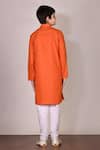 Shop_Petite Pomme_White Silk Orange Kurta And Churidar Set _at_Aza_Fashions
