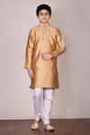 Buy_Arihant Rai Sinha_Gold Brocade Kurta With Churidar For Boys_at_Aza_Fashions