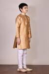 Arihant Rai Sinha_Gold Brocade Kurta With Churidar For Boys_Online_at_Aza_Fashions