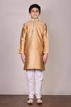 Buy_Arihant Rai Sinha_Gold Brocade Kurta With Churidar For Boys_Online_at_Aza_Fashions