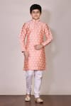 Buy_Arihant Rai Sinha_Peach Silk Printed Kurta Set _at_Aza_Fashions