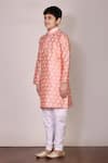 Buy_Arihant Rai Sinha_Peach Silk Printed Kurta Set _Online_at_Aza_Fashions