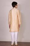 Shop_Arihant Rai Sinha_Beige Silk Printed Kurta Set For Boys_at_Aza_Fashions