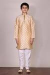 Arihant Rai Sinha_Beige Silk Printed Kurta Set For Boys_Online_at_Aza_Fashions