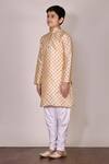 Buy_Arihant Rai Sinha_Beige Silk Printed Kurta Set For Boys_Online_at_Aza_Fashions