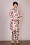 Buy_Arihant Rai Sinha_White Silk Printed Kurta Set For Boys_at_Aza_Fashions