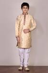 Buy_Arihant Rai Sinha_Beige Brocade Kurta With Churidar For Boys_at_Aza_Fashions