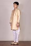 Buy_Arihant Rai Sinha_Beige Brocade Kurta With Churidar For Boys_Online_at_Aza_Fashions
