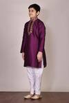 Buy_Petite Pomme_Purple Silk Embroidery Kurta Set _Online_at_Aza_Fashions