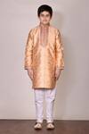 Arihant Rai Sinha_White Brocade Kurta With Churidar For Boys_Online_at_Aza_Fashions