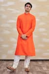 Buy_Arihant Rai Sinha_Orange Silk Kurta With Churidar _at_Aza_Fashions