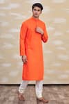 Buy_Arihant Rai Sinha_Orange Silk Kurta With Churidar _Online_at_Aza_Fashions