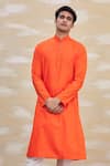 Shop_Arihant Rai Sinha_Orange Silk Kurta With Churidar _Online_at_Aza_Fashions