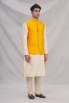 Arihant Rai Sinha_Beige Silk Kurta Set With Bundi _Online_at_Aza_Fashions